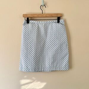 90s Tiny Daisy Blue White Skirt Petite 28” waist